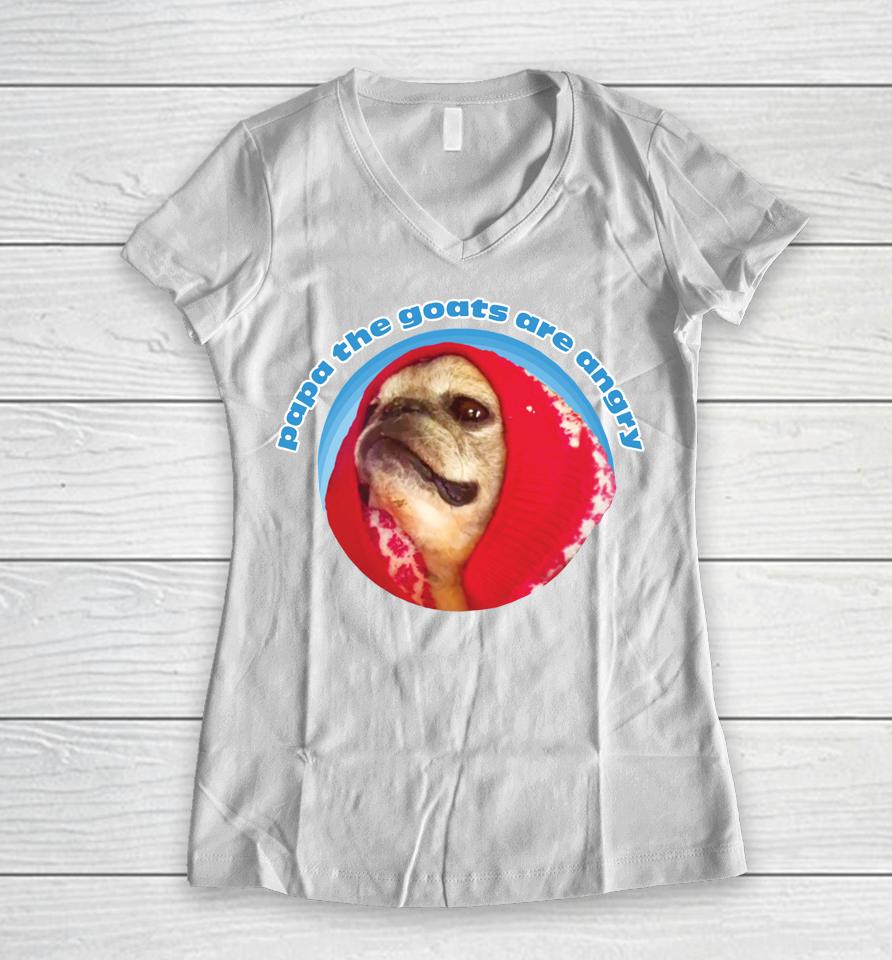 The Noodle No Bones Boutique Papa The Goats Are Angry Women V-Neck T-Shirt