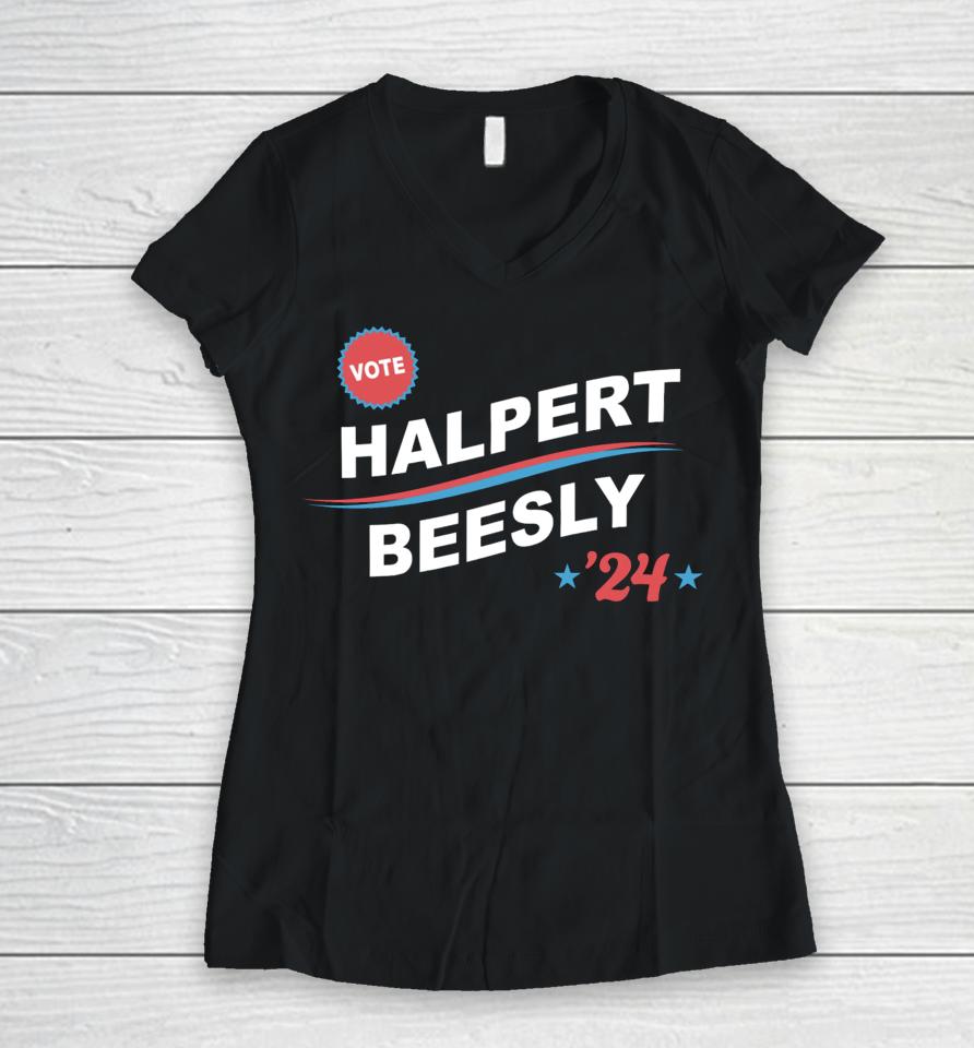 The Office Vote Halpert Beesly ’24 Women V-Neck T-Shirt