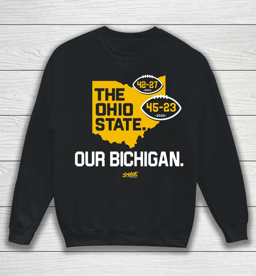 The Ohio State Our Bichigan Score Smack Apparel Sweatshirt