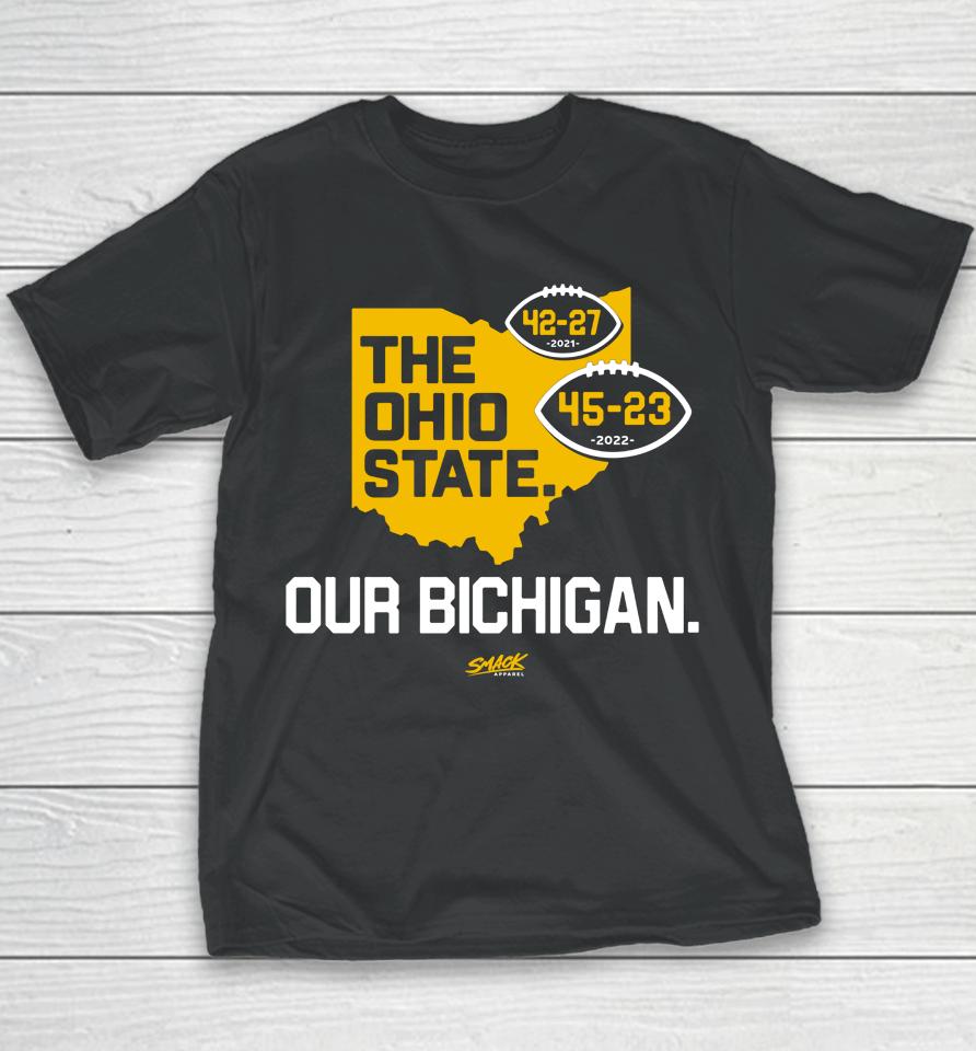 The Ohio State Our Bichigan Score Smack Apparel Youth T-Shirt