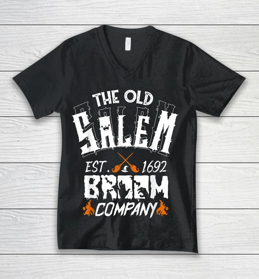 The Old Salem Broom Company Funny Halloween Unisex V-Neck T-Shirt