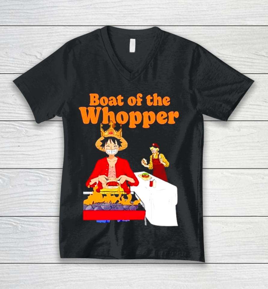 The One Piece X Burger King Boat Of The Whopper Unisex V-Neck T-Shirt
