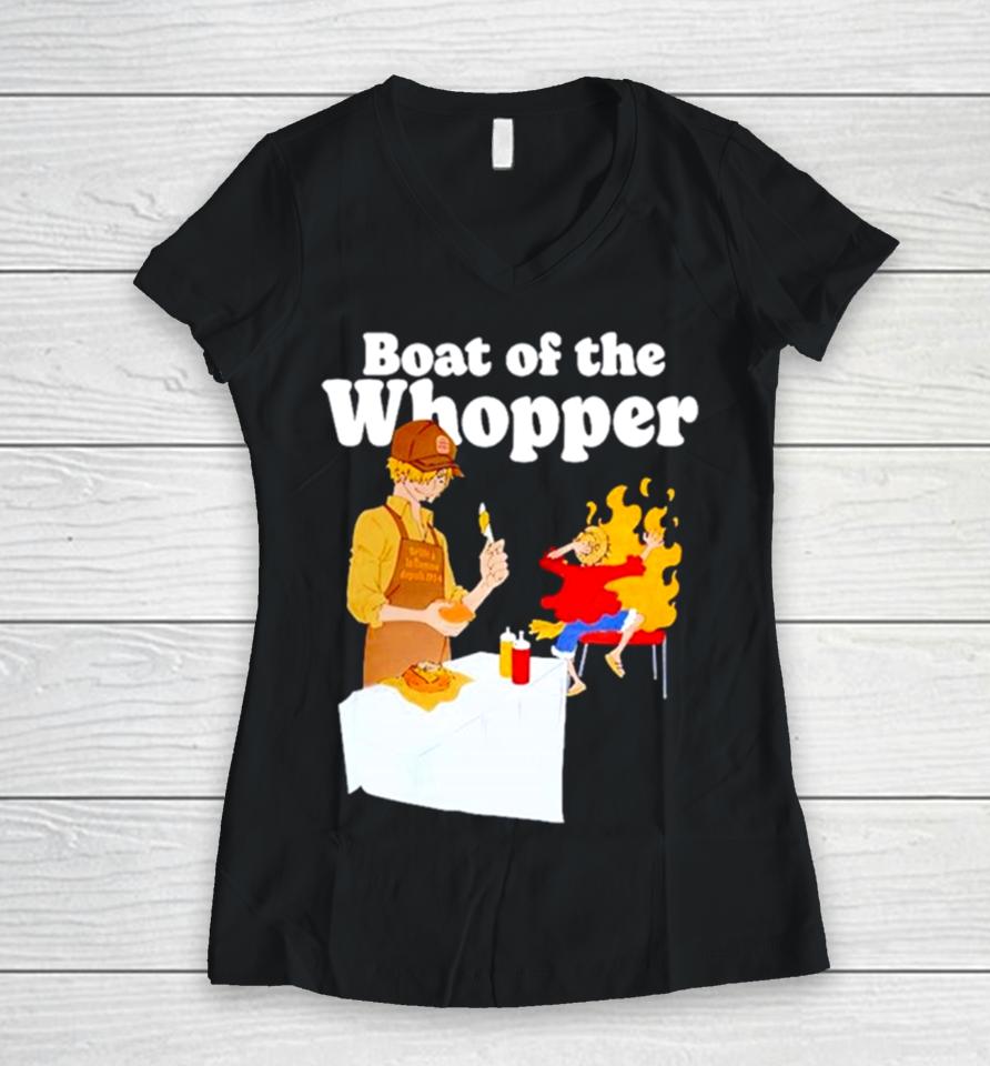 The One Piece X Burger King Menu Luffy Boat Of The Whopper Women V-Neck T-Shirt