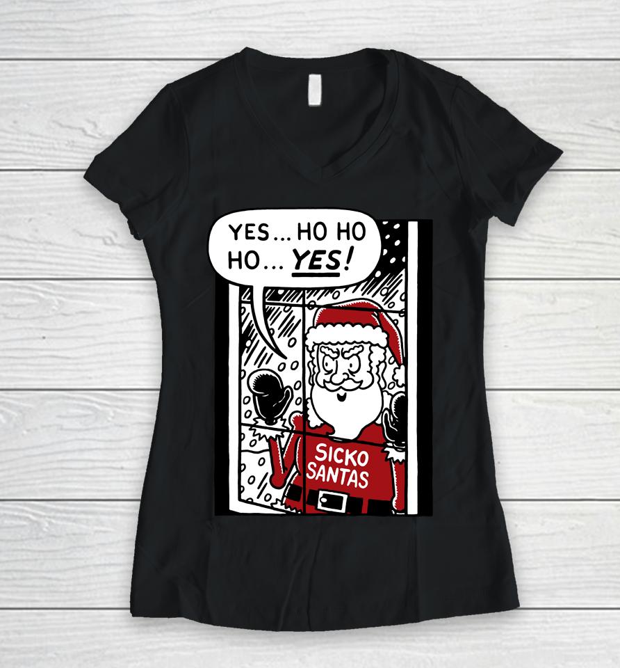 The Onion Holiday Merch Sickos Santa Women V-Neck T-Shirt