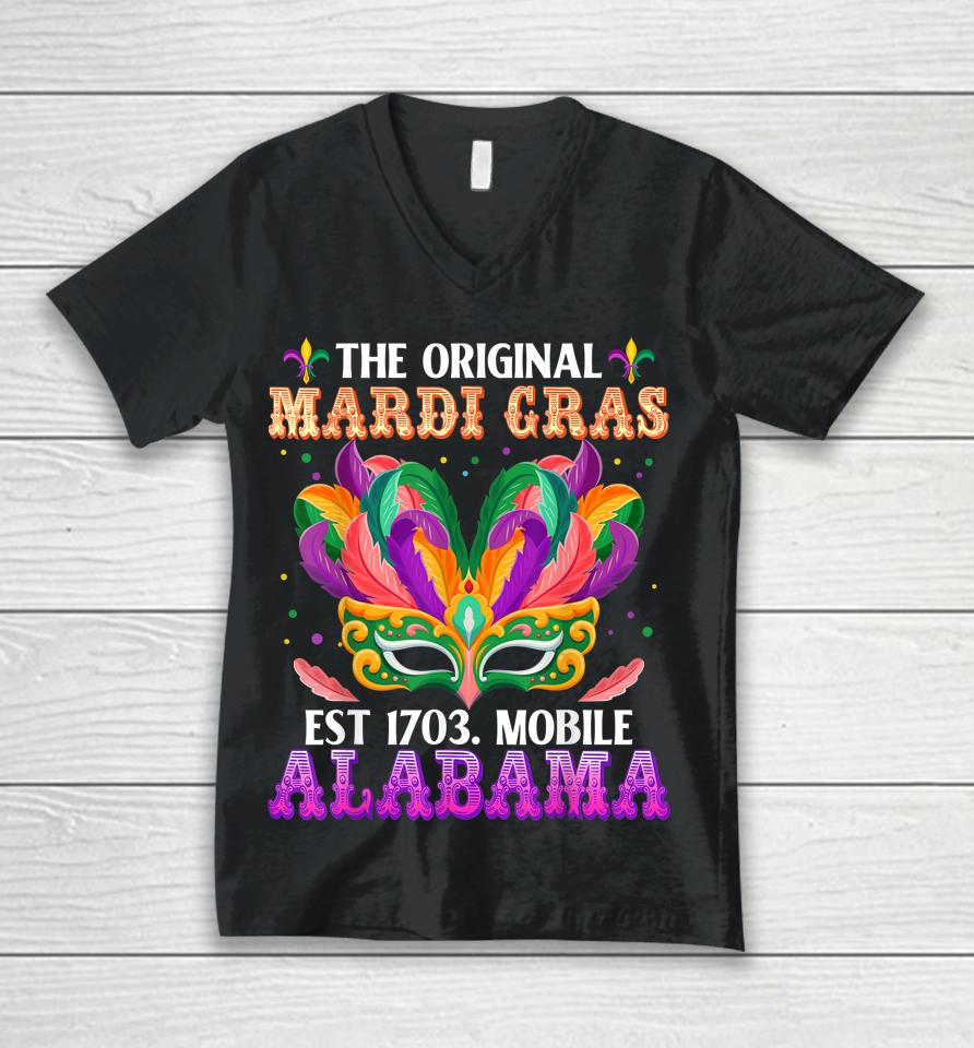 The Original Mardi Gras Mobile Alabama 1703 Unisex V-Neck T-Shirt