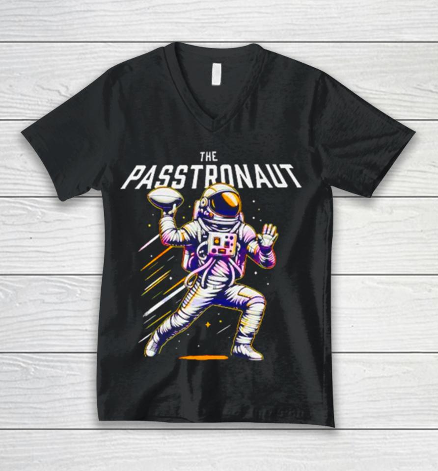 The Passtronaut Throwing A Football Unisex V-Neck T-Shirt