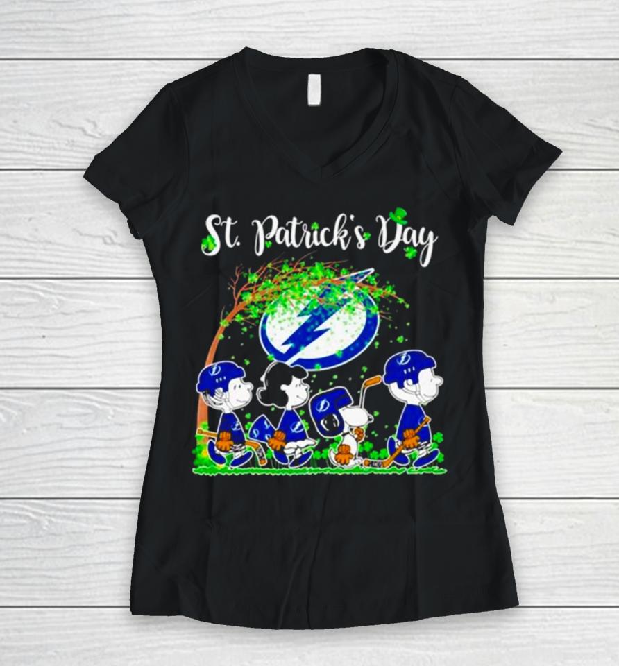 The Peanuts Abbey Road Tampa Bay Lightning St Patrick’s Day Women V-Neck T-Shirt