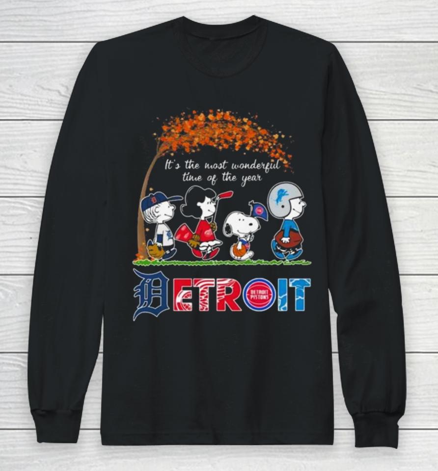 The Peanuts Detroit Sport Teams It’s The Most Wonderful Time Of The Year Long Sleeve T-Shirt
