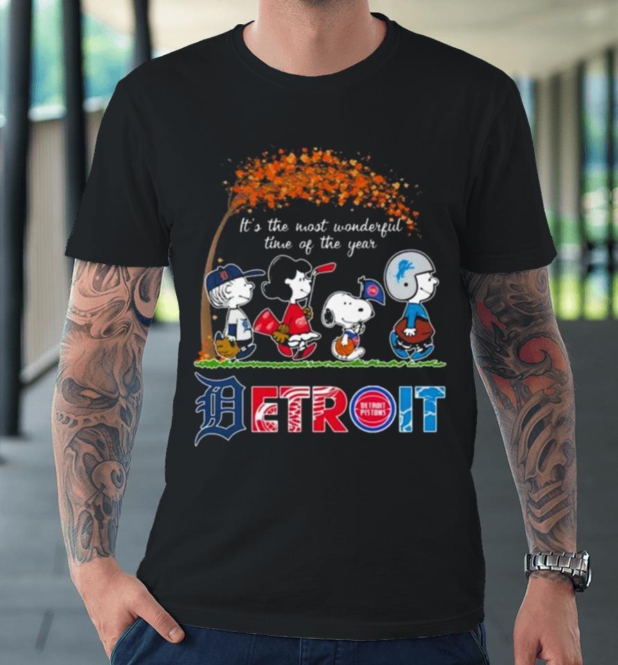 The Peanuts Detroit Sport Teams It’s The Most Wonderful Time Of The Year Premium T-Shirt