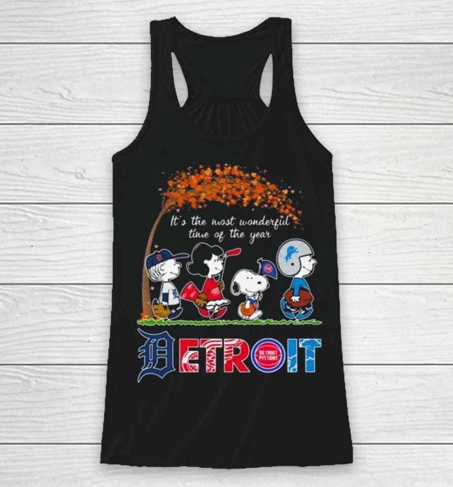 The Peanuts Detroit Sport Teams It’s The Most Wonderful Time Of The Year Racerback Tank