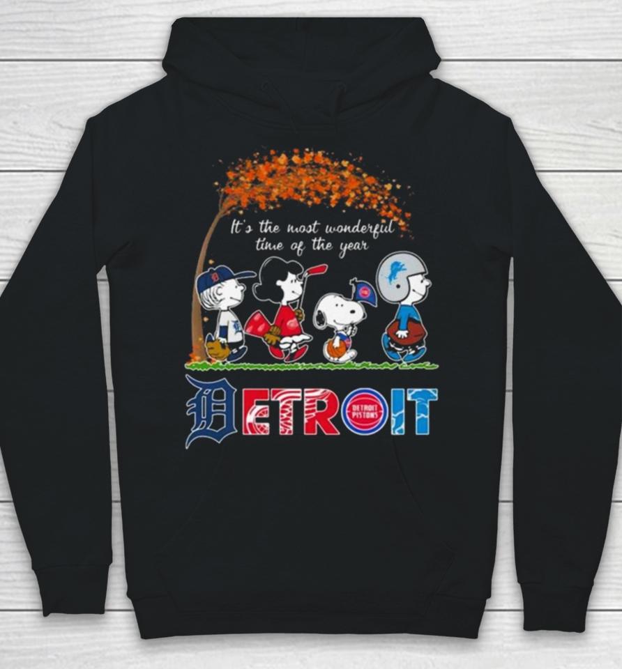 The Peanuts Detroit Sport Teams It’s The Most Wonderful Time Of The Year Hoodie