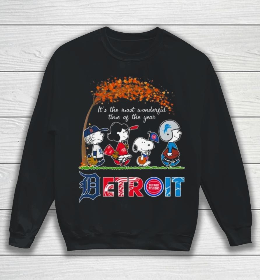 The Peanuts Detroit Sport Teams It’s The Most Wonderful Time Of The Year Sweatshirt