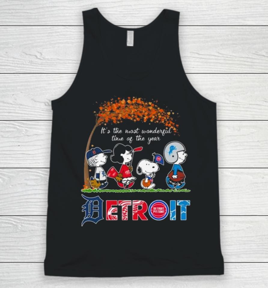 The Peanuts Detroit Sport Teams It’s The Most Wonderful Time Of The Year Unisex Tank Top