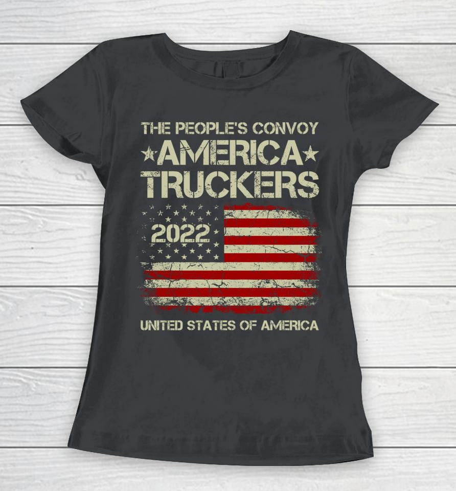 The People's Convoy 2022 America Truckers Freedom Convoy Usa Women T-Shirt