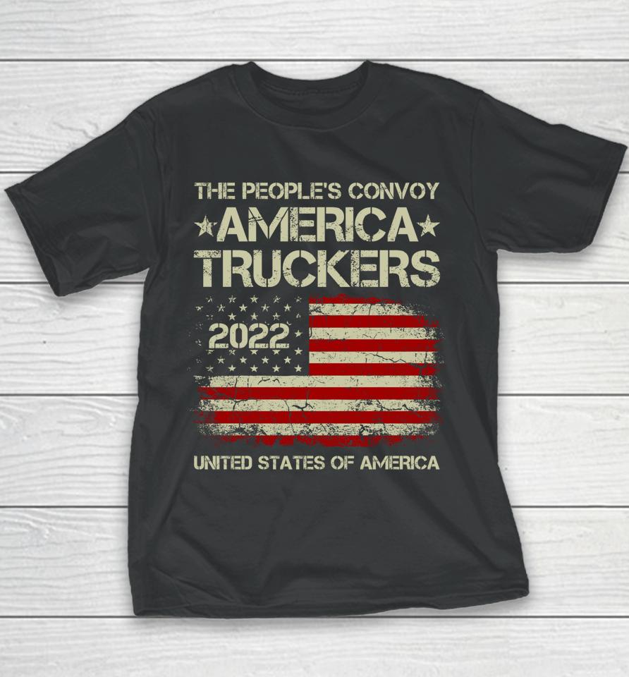The People's Convoy 2022 America Truckers Freedom Convoy Usa Youth T-Shirt