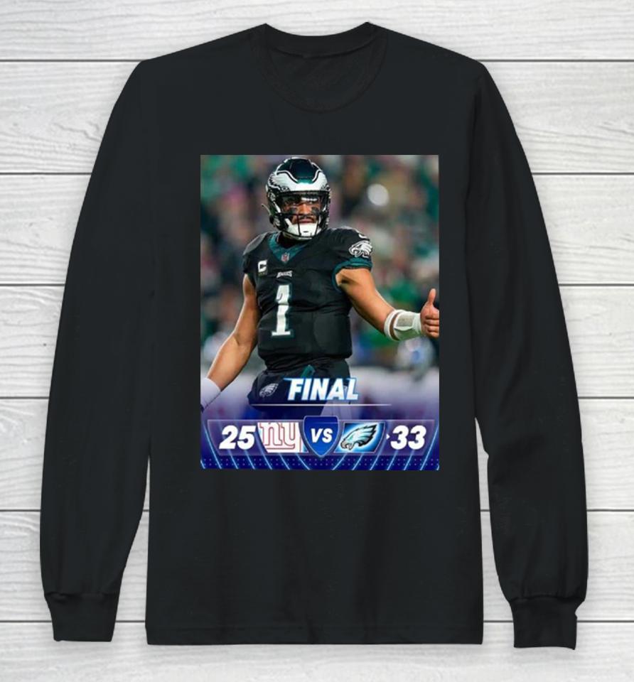 The Philadelphia Eagles Hang On And Take Sole Possession Of The Nfc East After Win Game Against New York Giants Nfl Official Poster Long Sleeve T-Shirt