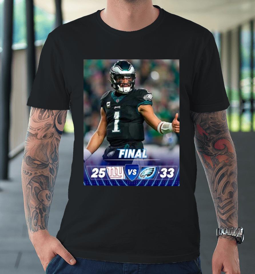 The Philadelphia Eagles Hang On And Take Sole Possession Of The Nfc East After Win Game Against New York Giants Nfl Official Poster Premium T-Shirt