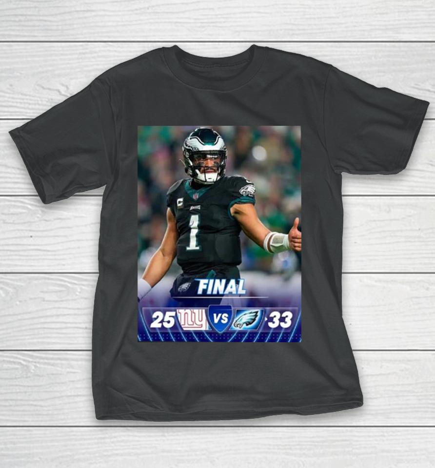 The Philadelphia Eagles Hang On And Take Sole Possession Of The Nfc East After Win Game Against New York Giants Nfl Official Poster T-Shirt