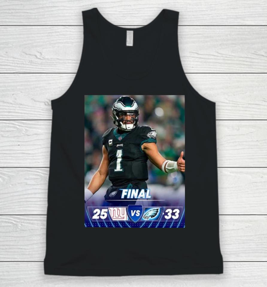 The Philadelphia Eagles Hang On And Take Sole Possession Of The Nfc East After Win Game Against New York Giants Nfl Official Poster Unisex Tank Top