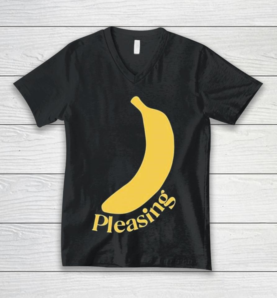 The Pleasing Banana In Blue Unisex V-Neck T-Shirt