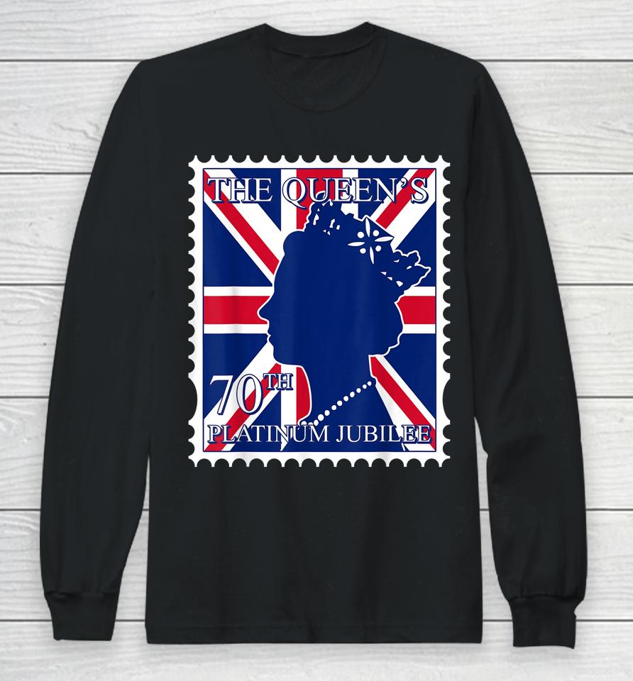 The Queen's 70 Years Uk British Flag Platinum Jubilee 2022 Long Sleeve T-Shirt