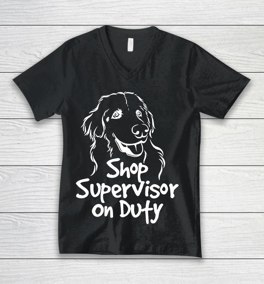 The Questionable Garage Merch Shop Supervisor On Duty Unisex V-Neck T-Shirt