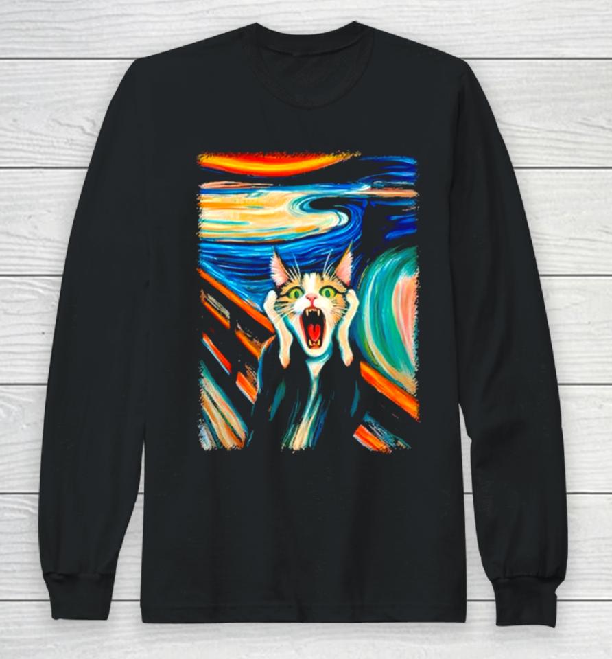 The Scream Cat Wear Clothing Art Long Sleeve T-Shirt