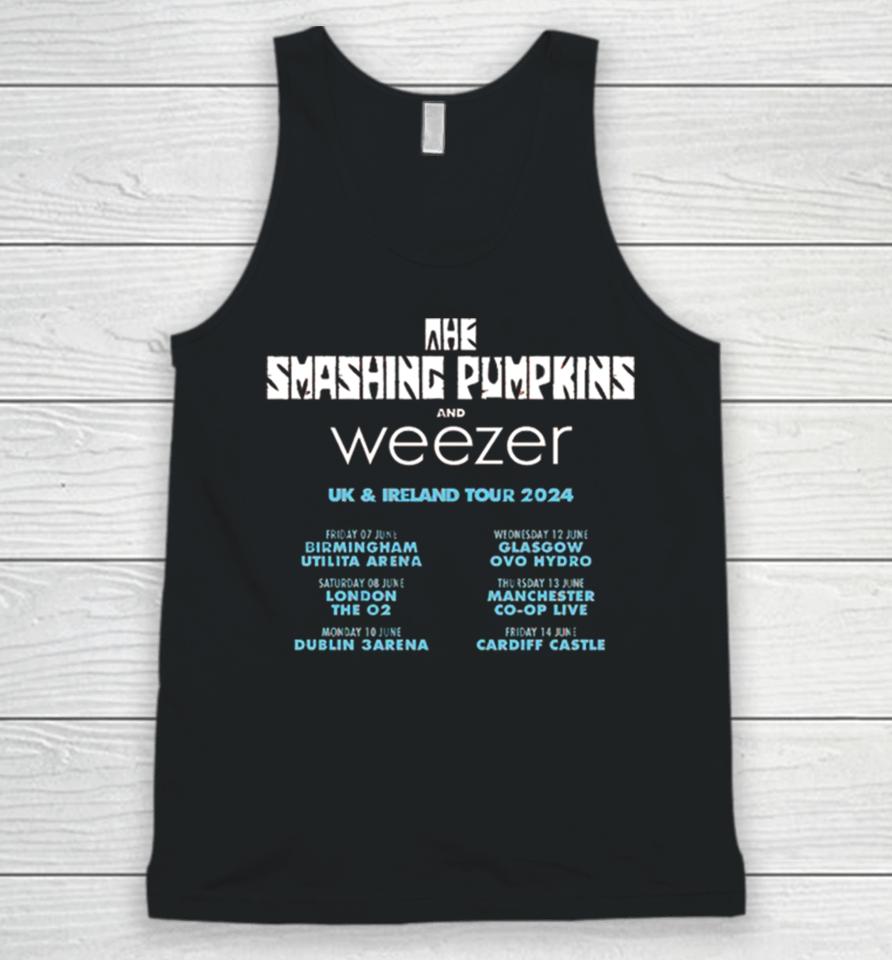 The Smashing Pumpkins And Weezer Uk And Ireland Tour 2024 Schedule List Unisex Tank Top