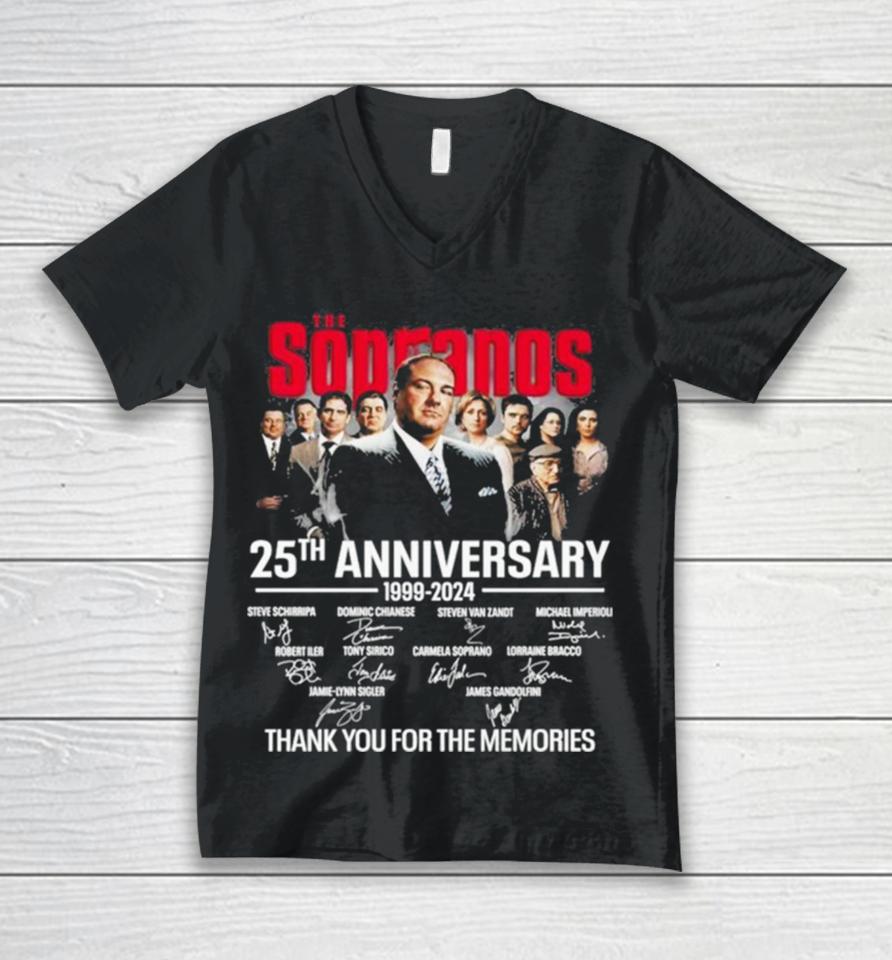 The Sopranos 25Th Anniversary 1999 2024 Thank You For The Memories Signatures Unisex V-Neck T-Shirt