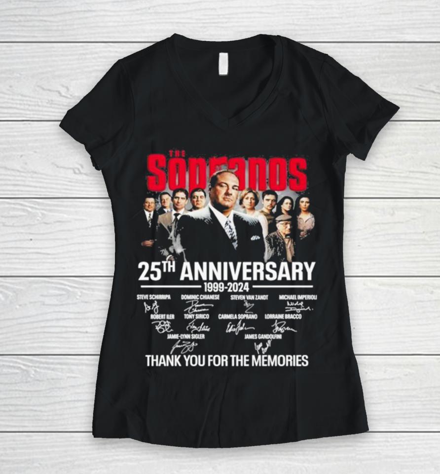 The Sopranos 25Th Anniversary 1999 2024 Thank You For The Memories Signatures Women V-Neck T-Shirt