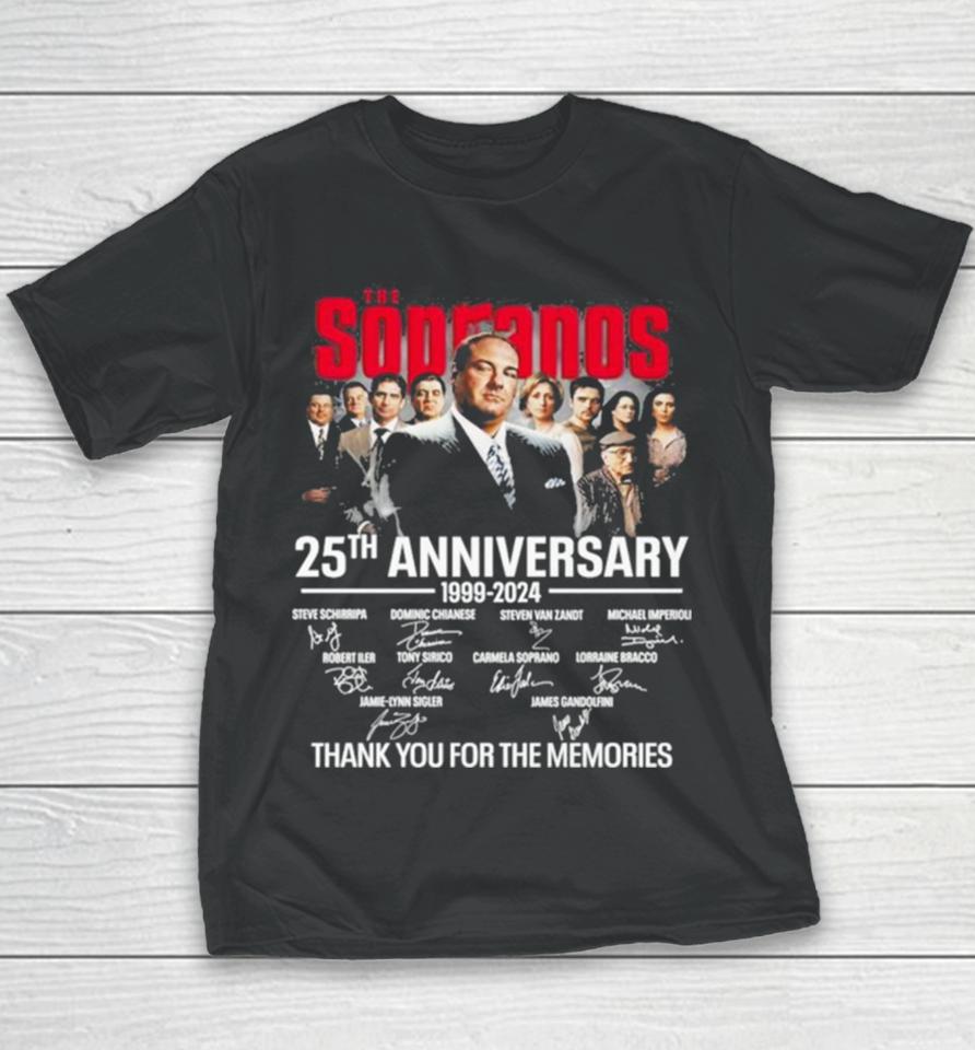 The Sopranos 25Th Anniversary 1999 2024 Thank You For The Memories Signatures Youth T-Shirt