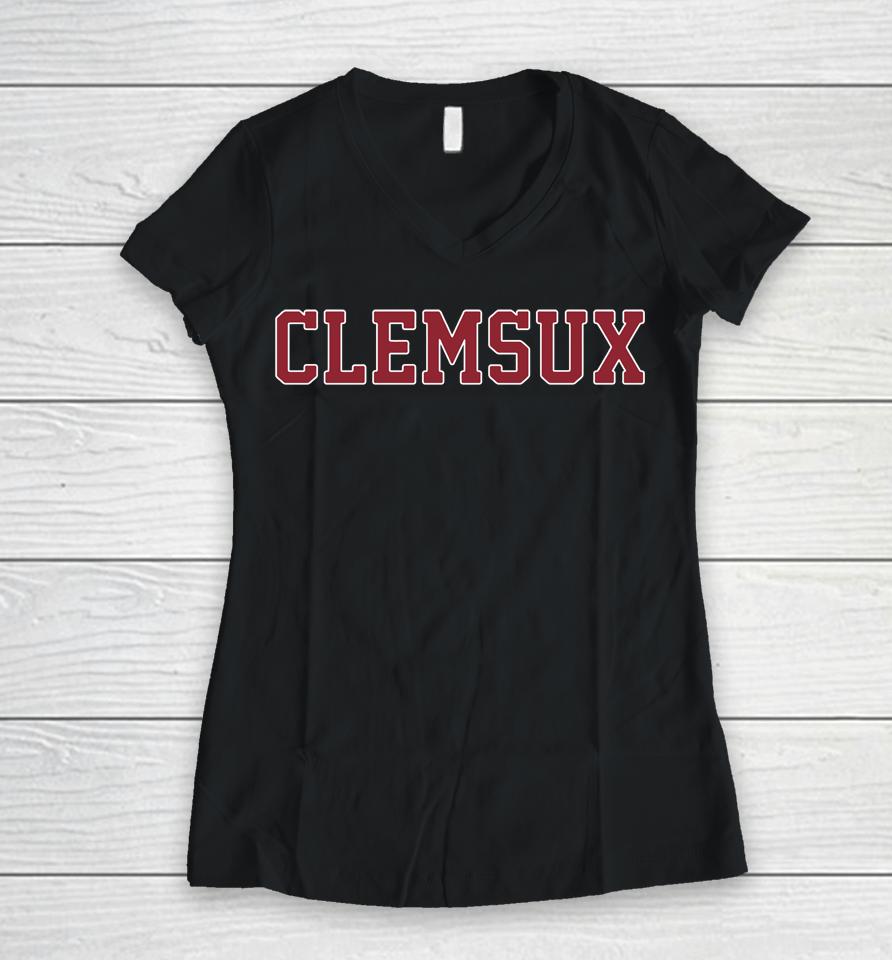 The Spurs Up Show Store Clemsux Women V-Neck T-Shirt