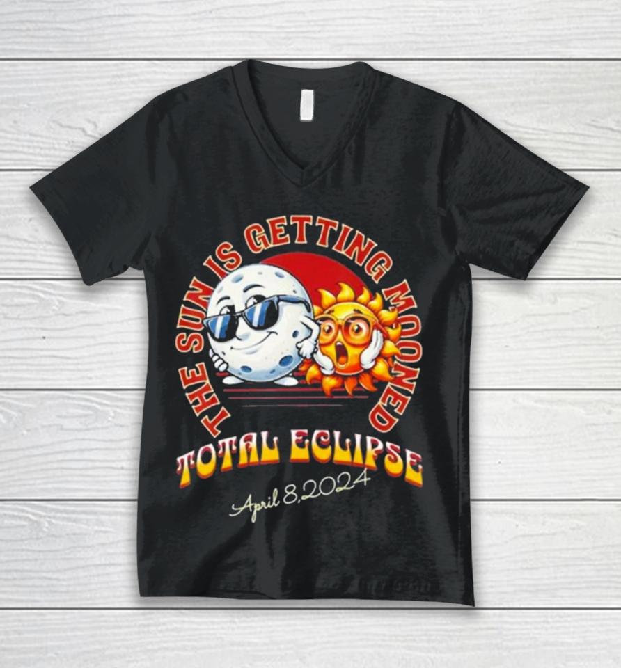 The Sun Is Getting Mooned Total Solar Eclipse April 8 2024 Unisex V-Neck T-Shirt