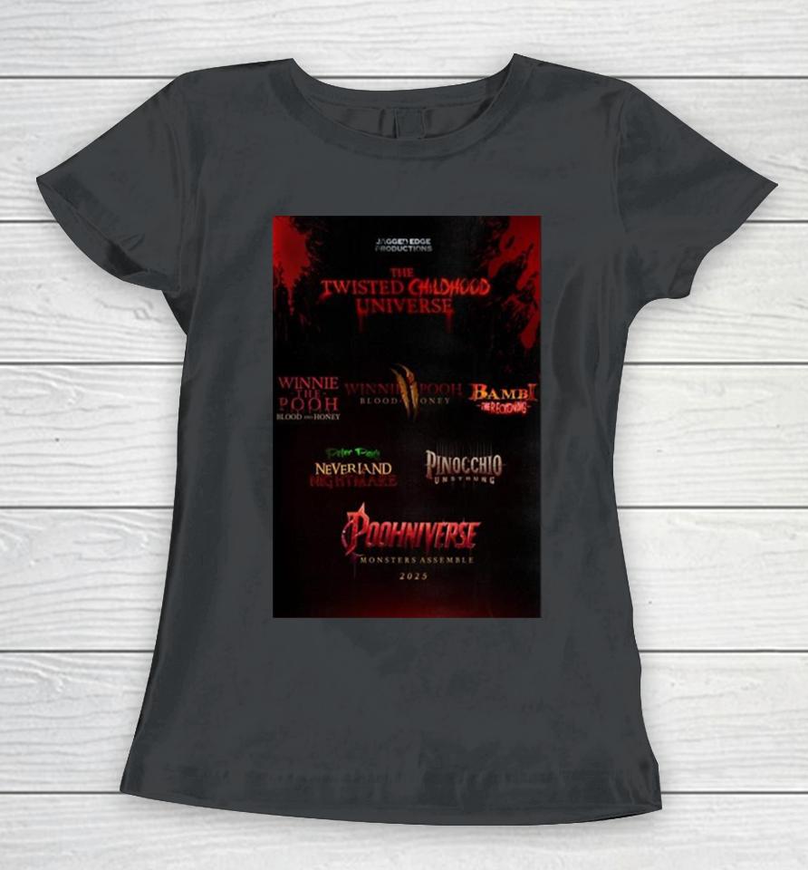 The Timeline For The Twisted Childhood Universe Has Been Revealed All Leads To Poohniverse Monsters Assemble In 2025 Women T-Shirt