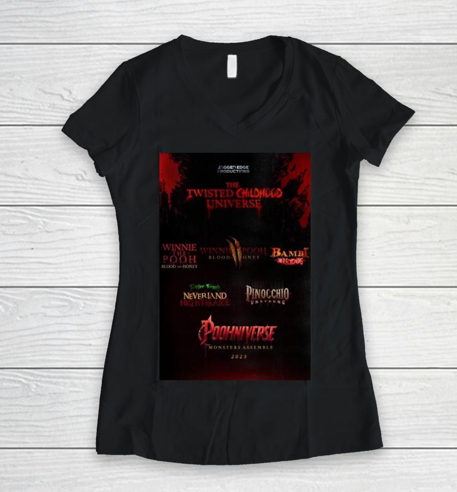 The Timeline For The Twisted Childhood Universe Has Been Revealed All Leads To Poohniverse Monsters Assemble In 2025 Women V-Neck T-Shirt