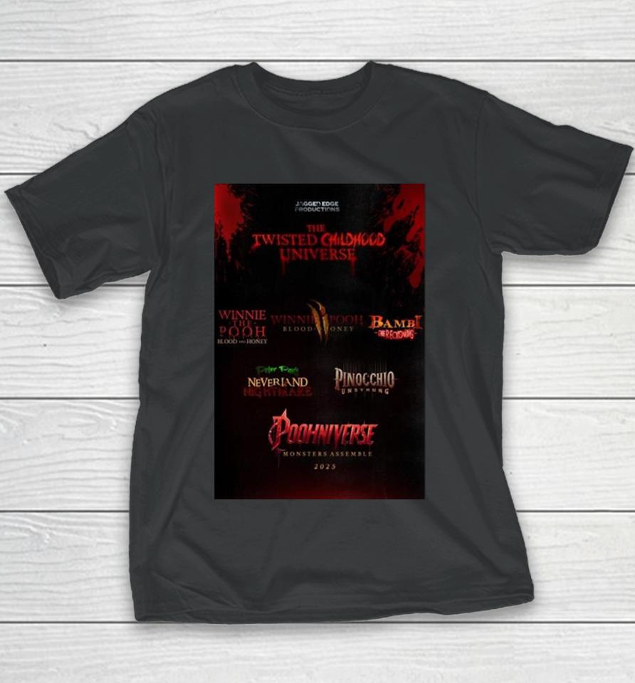 The Timeline For The Twisted Childhood Universe Has Been Revealed All Leads To Poohniverse Monsters Assemble In 2025 Youth T-Shirt