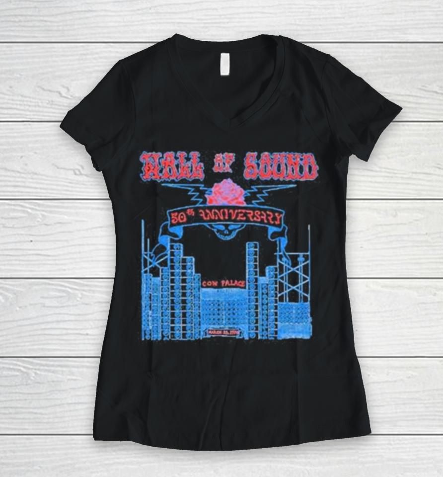 The Wall Of Sound 50Th Anniversary Cow Palace March 23 1974 Women V-Neck T-Shirt