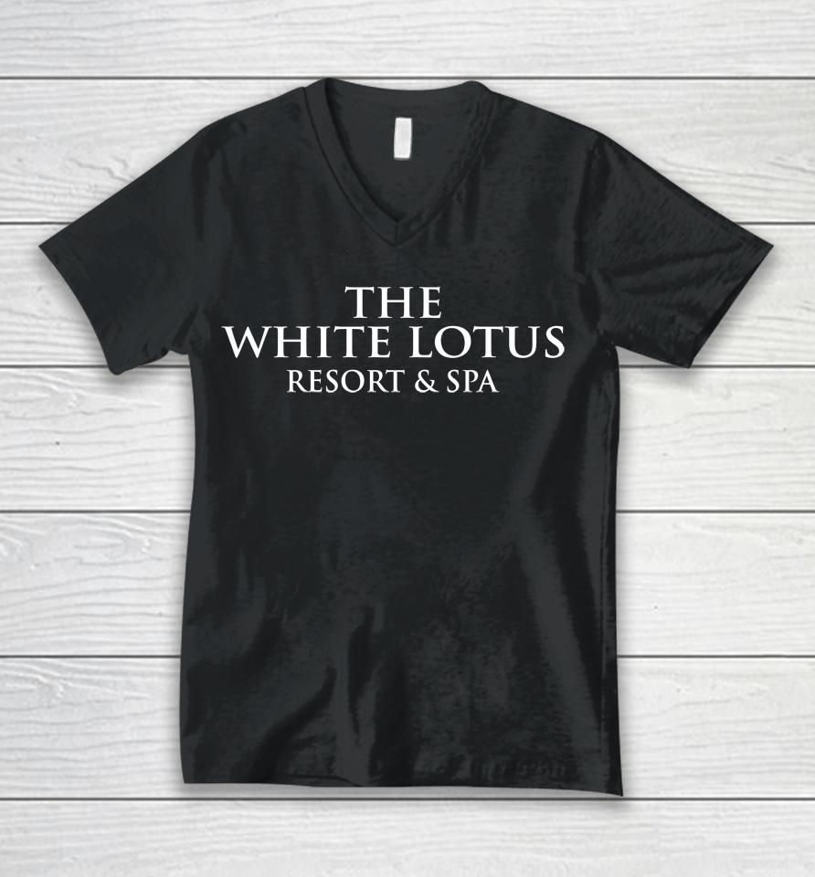 The White Lotus Resort And Spa Logo Unisex V-Neck T-Shirt
