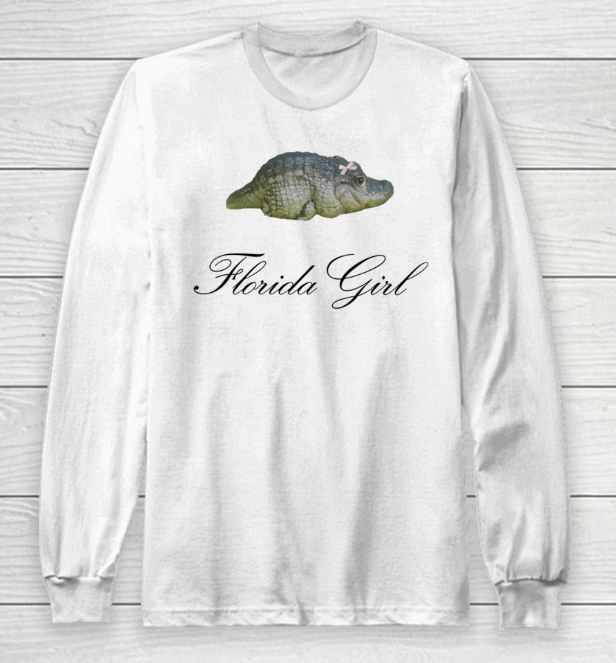 Thedigitalangel Florida Girl Baby Gator Coquette Long Sleeve T-Shirt