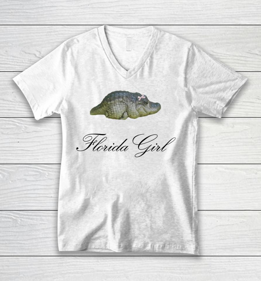 Thedigitalangel Florida Girl Baby Gator Coquette Unisex V-Neck T-Shirt