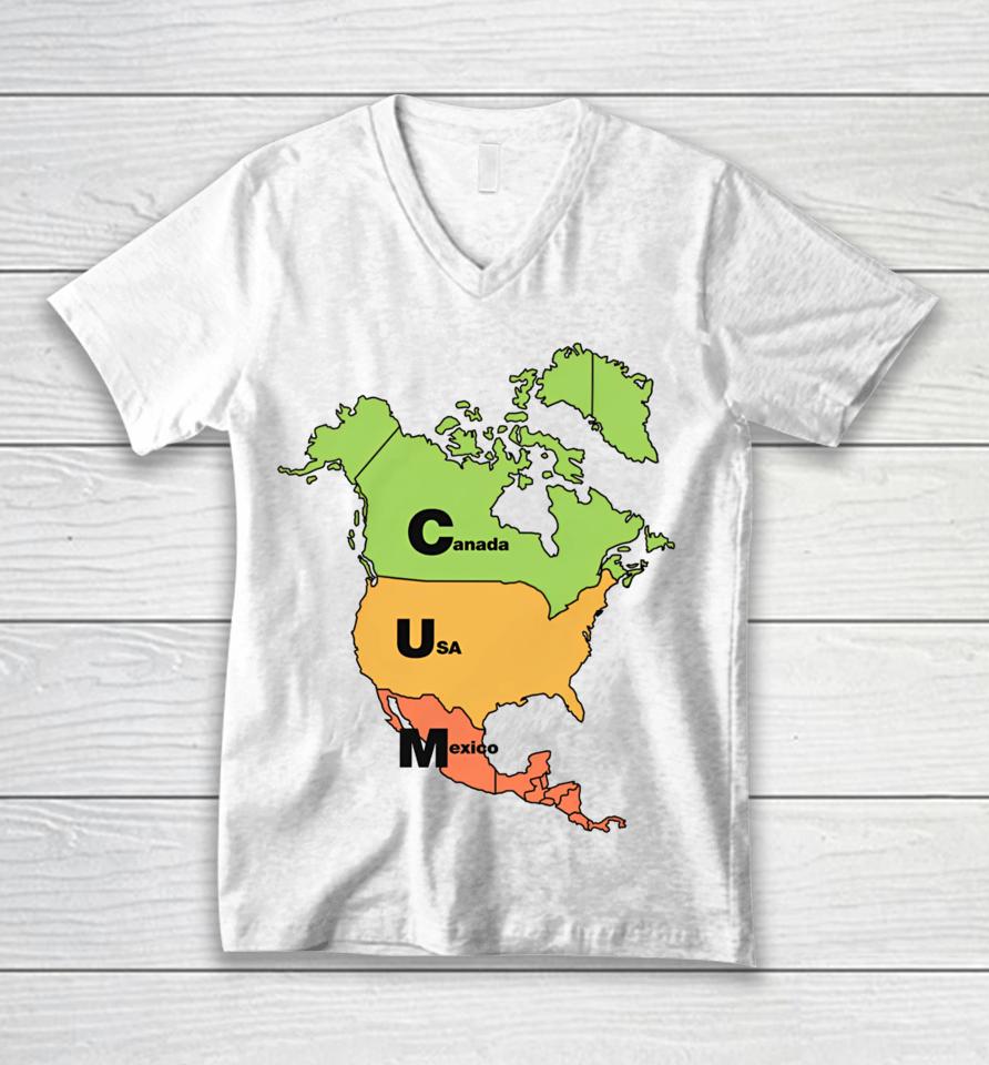 Thegoodshirts Store Cum Map (Canada, Usa And Mexico) Unisex V-Neck T-Shirt