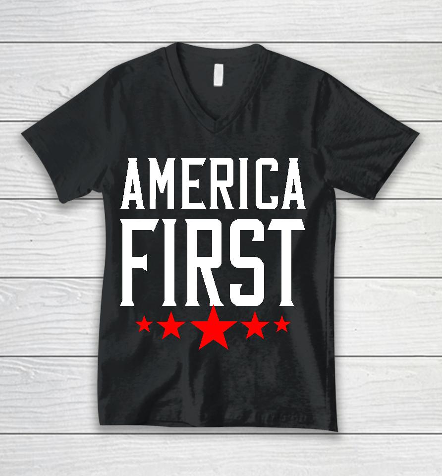 Thepersistence America First Unisex V-Neck T-Shirt