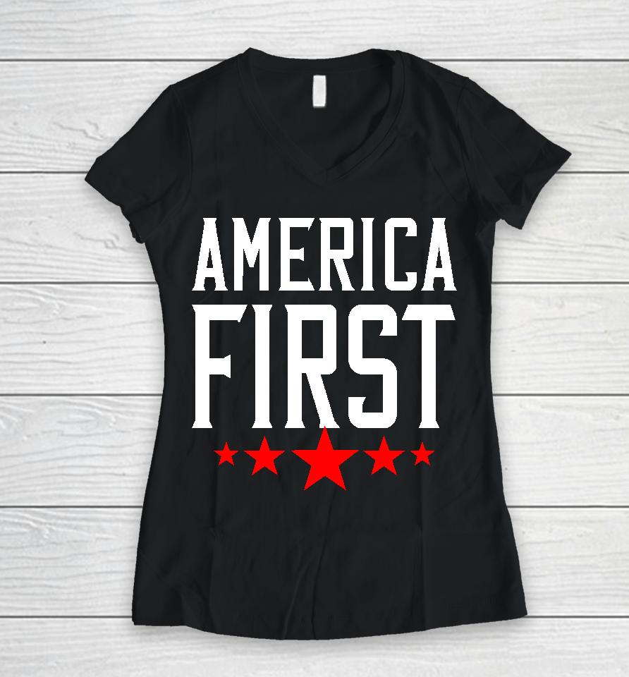 Thepersistence America First Women V-Neck T-Shirt