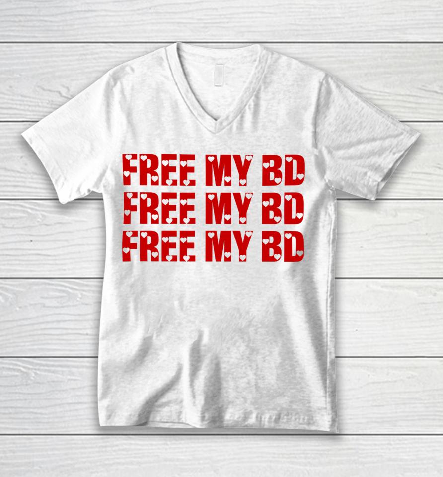 Therealmjae Wearing Free My Bd Unisex V-Neck T-Shirt