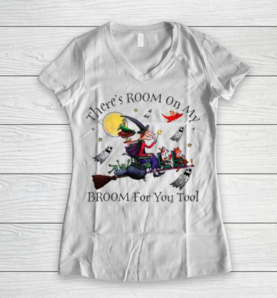 Theres Room On My Broom For You Too Teacher Witch Women V-Neck T-Shirt