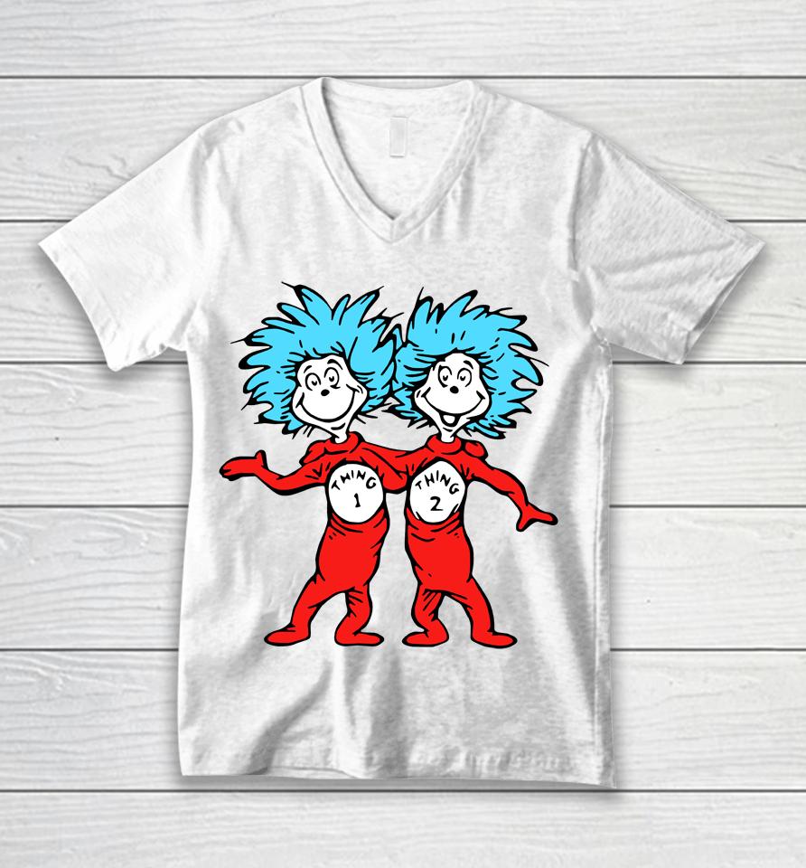 Thing 1 And Thing 2 Unisex V-Neck T-Shirt