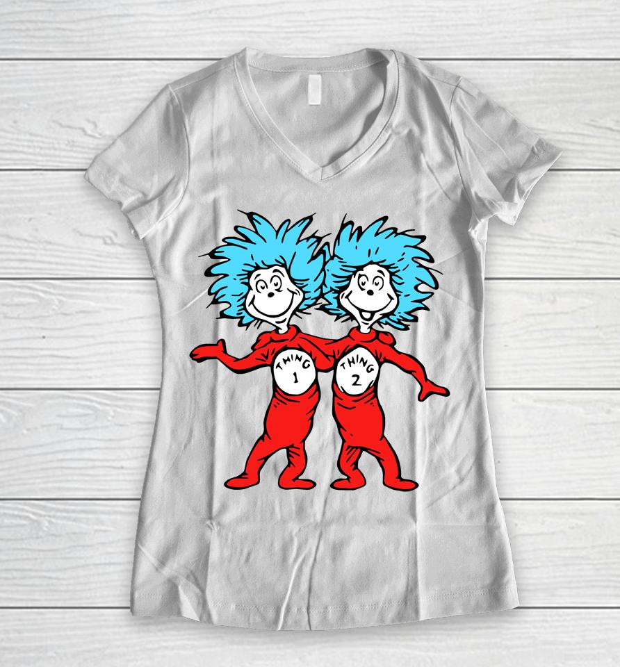 Thing 1 And Thing 2 Women V-Neck T-Shirt