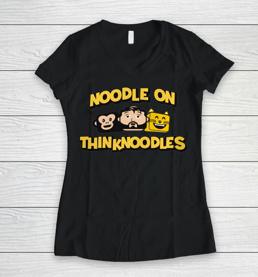 Thinknoodles Merch Noodle On Thinknoodles Women V-Neck T-Shirt