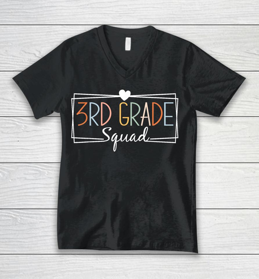 Third Grade Squad Teachers Kids 3Rd Grade Back To School Unisex V-Neck T-Shirt
