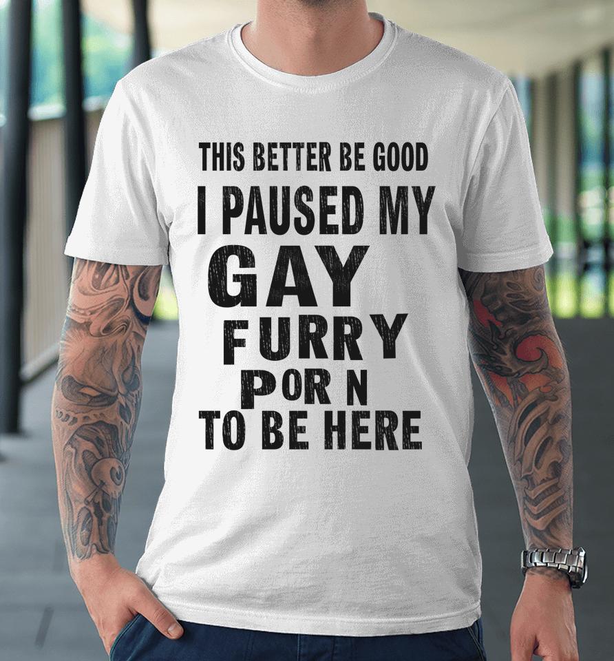 This Better Be Good I Paused My Gay Furry Porn To Be Here Premium T-Shirt